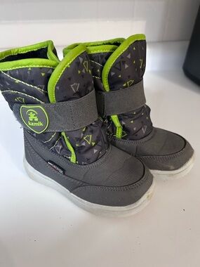 Kamik Toddler 9 Gray & Green Insulated Winter Boots